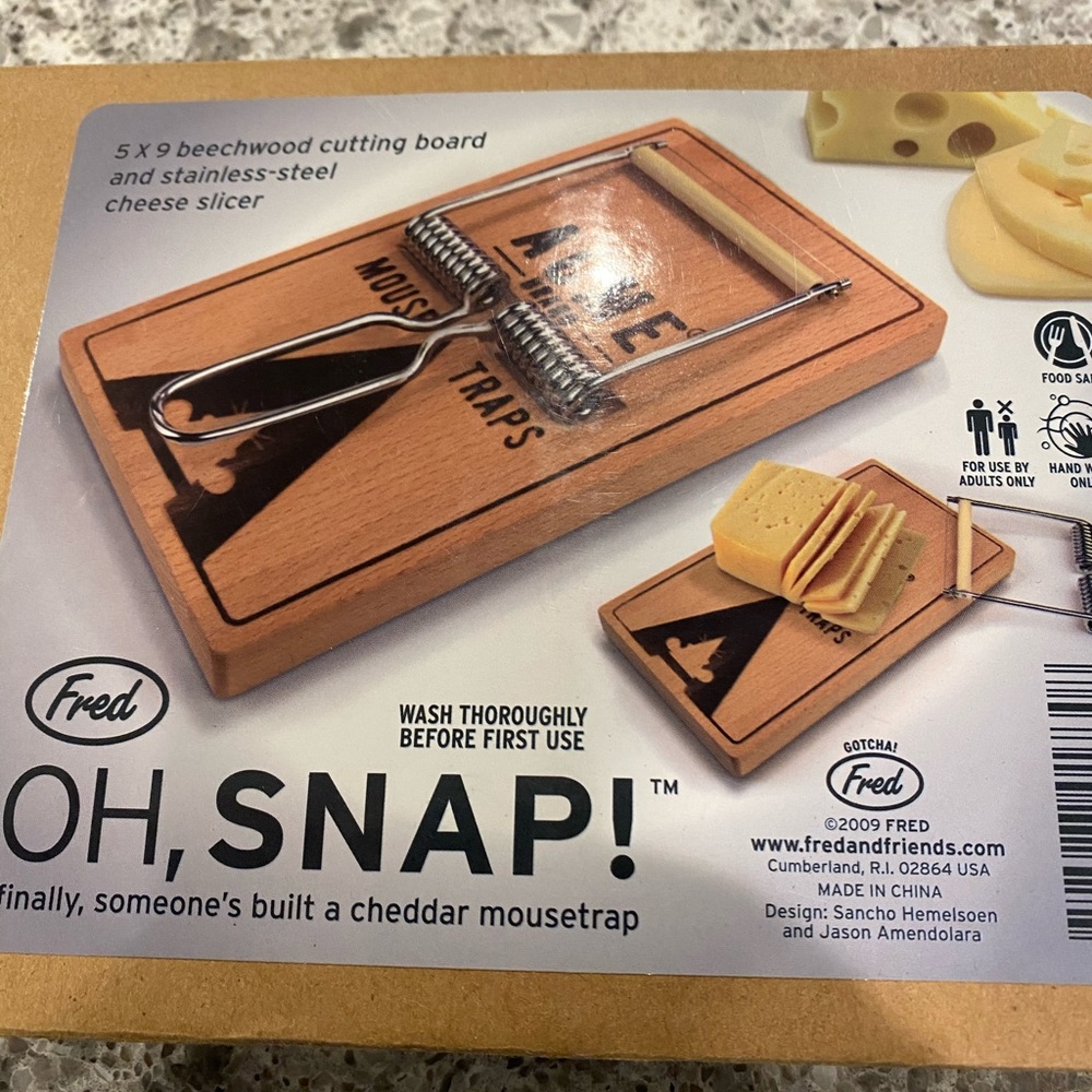 Fred “Oh Snap!” Beechwood cheese cutting board